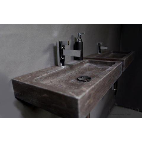 Forzalaqua Taranto lavabo - 50x30x8cm - 1 trou de robinet - pierre bleue adouci (noir) FO100047